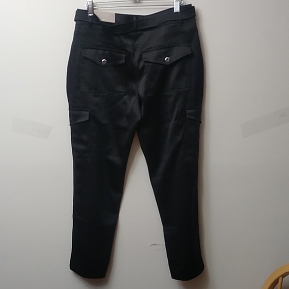 Chico's Satin Cargo Ankle Pants, Black, Size 0P, NWT - Picture 2 of 8